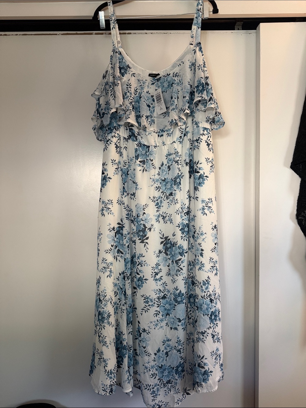 torrid White chiffon Maxi Dress with Blue Floral Print